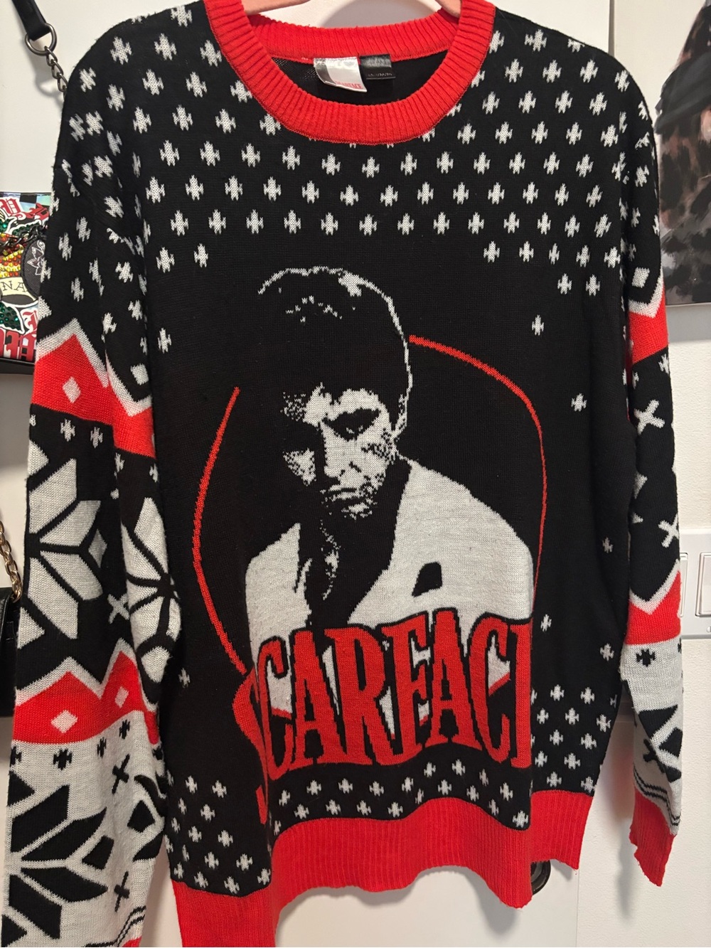 Scarface Graphic Crewneck Sweater - Black/Red